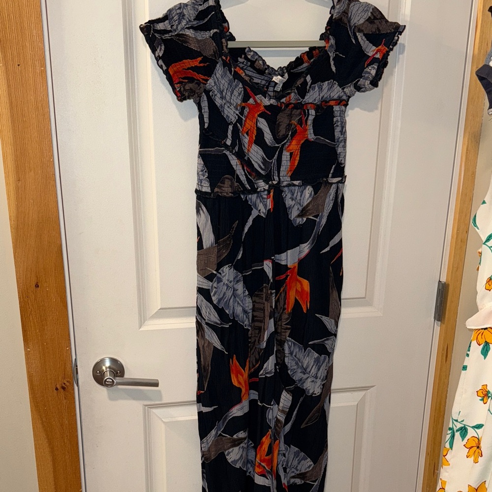 Patrons of Peace Navy and Orange Floral Jumpsuit